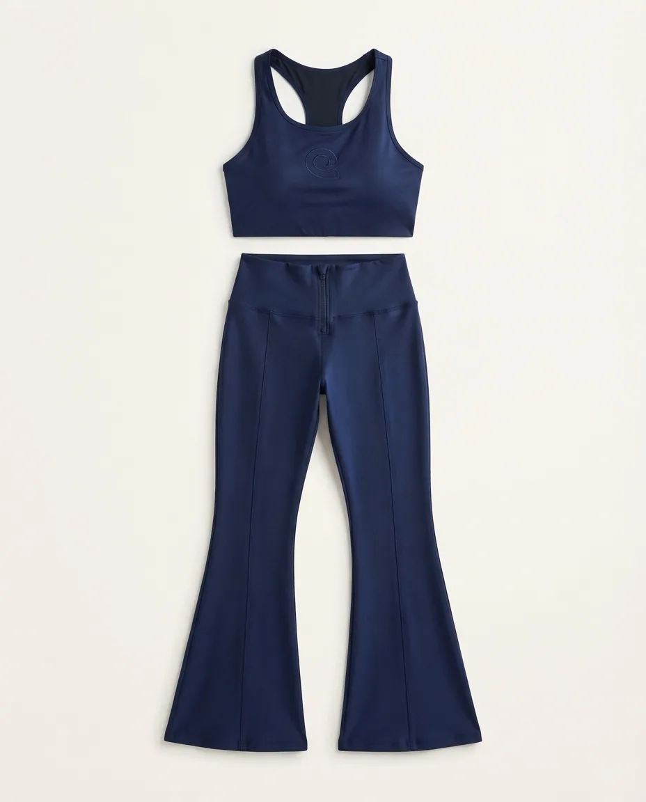 Conjunto Flare Azul Marinho Fitness — Detalhe da peça