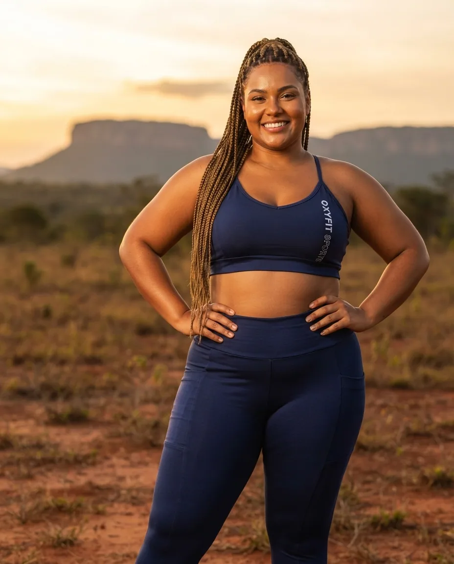 Conjunto Oxyfit Azul Marinho com Bolsos — No corpo