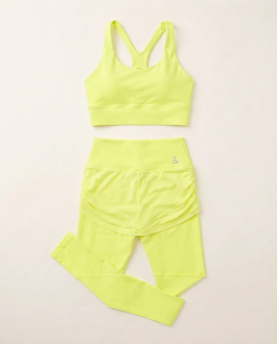 Conjunto Fitness Amarelo Limão com Saia — Detalhe da peça