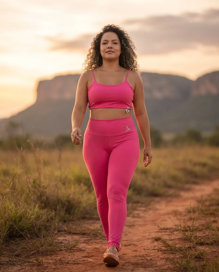 Conjunto Fitness Rosa Pink Movimento & Companhia — No corpo