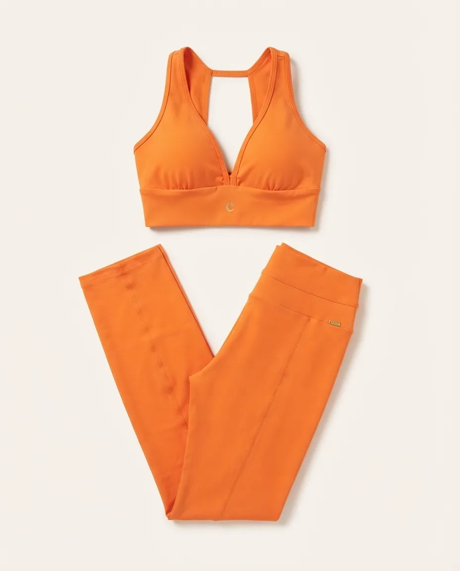 Conjunto Fitness Laranja Cajubrasil — Detalhe da peça