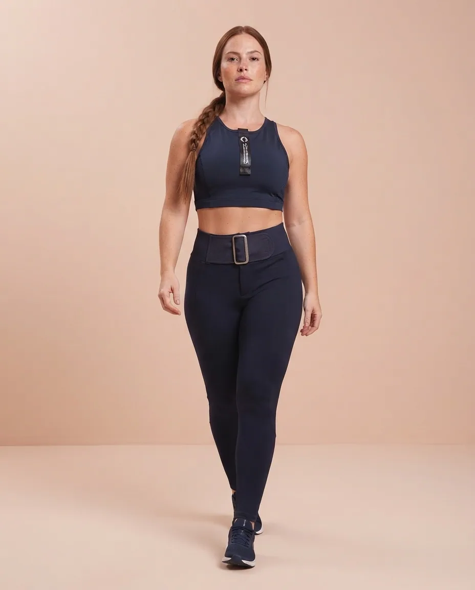 Conjunto preto Cajubrasil com cinto — No corpo