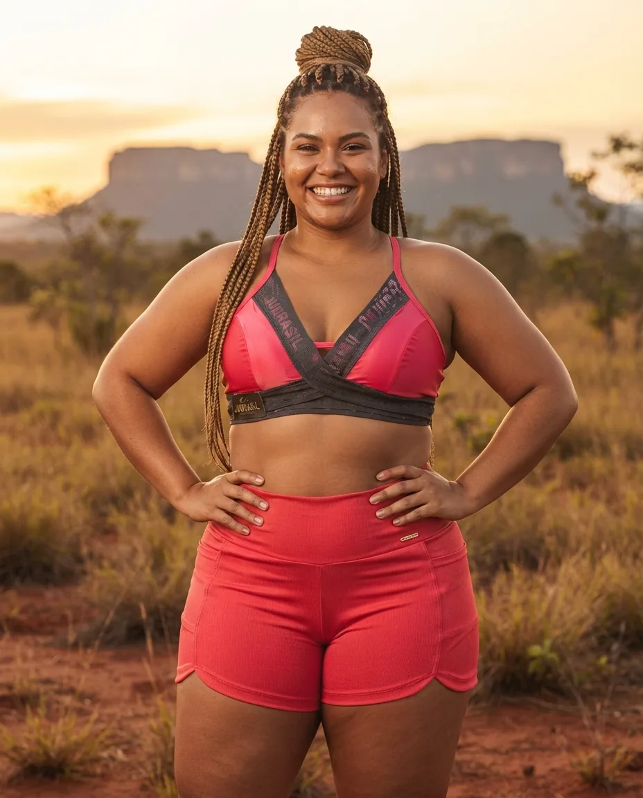 Conjunto Cajubrasil Pink com Top e Short — No corpo