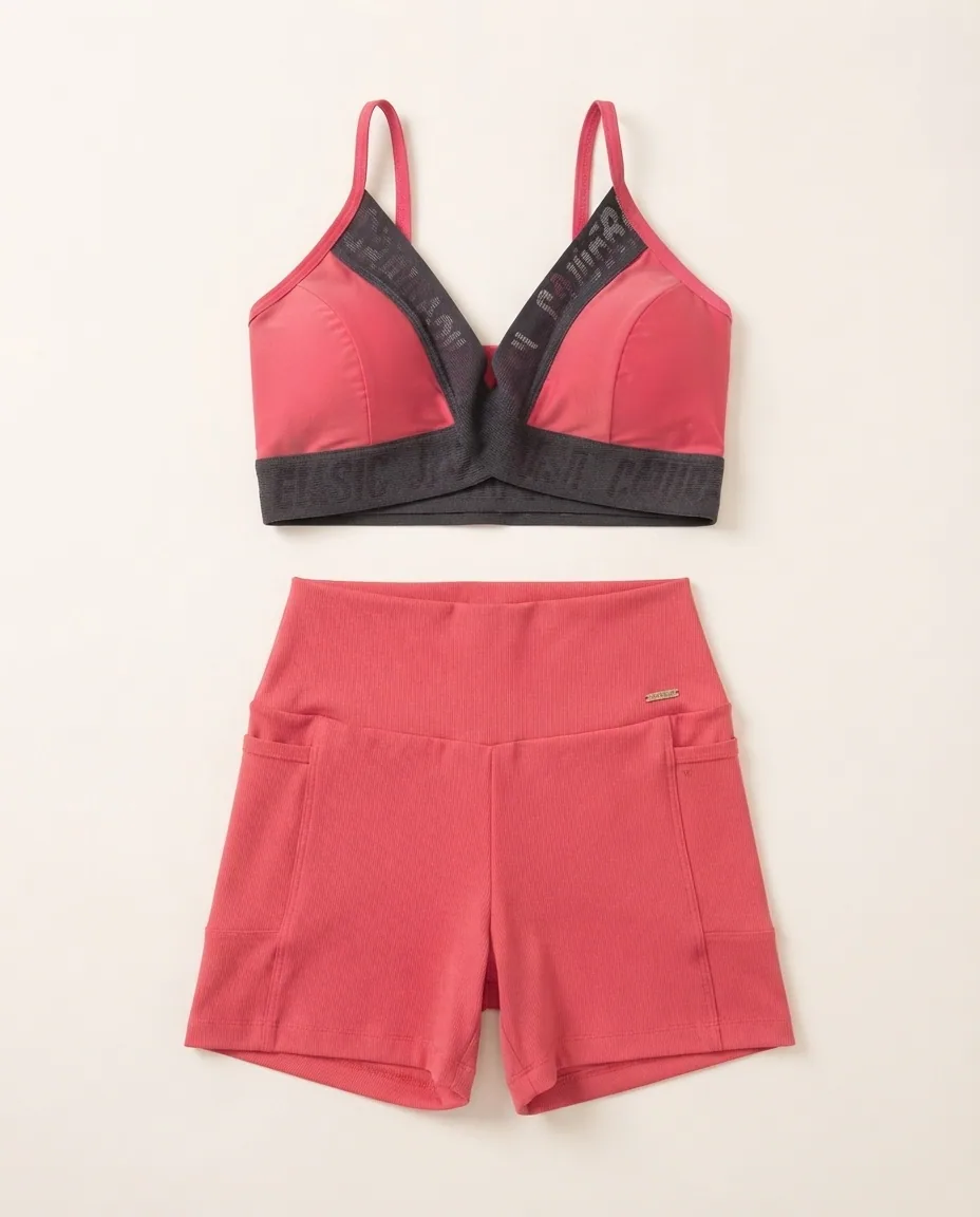 Conjunto Cajubrasil Pink com Top e Short — Detalhe da peça