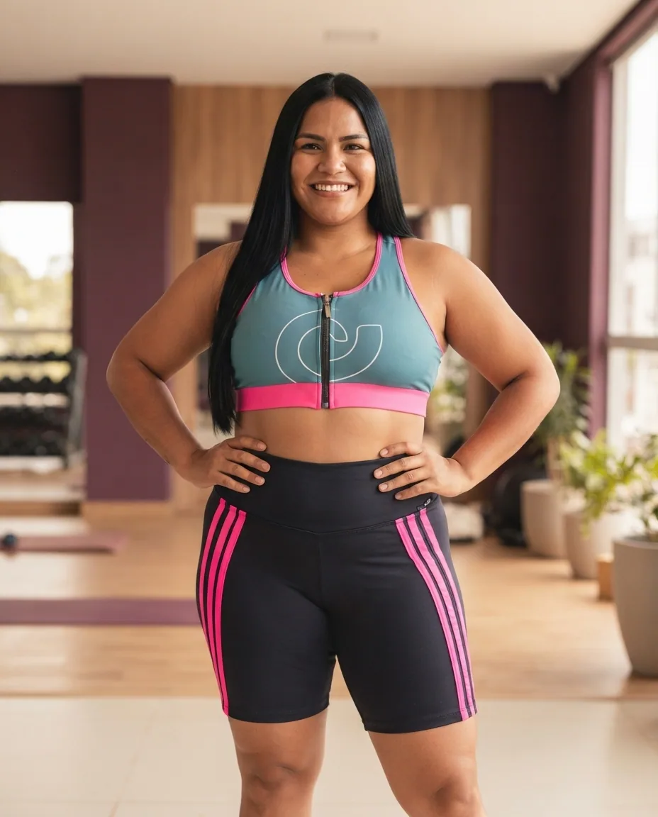 Conjunto Fitness Preto e Verde Cajubrasil — No corpo