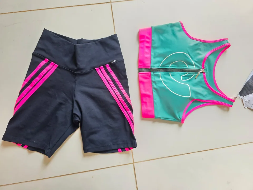 Conjunto Fitness Preto e Verde Cajubrasil — Foto real, sem filtro
