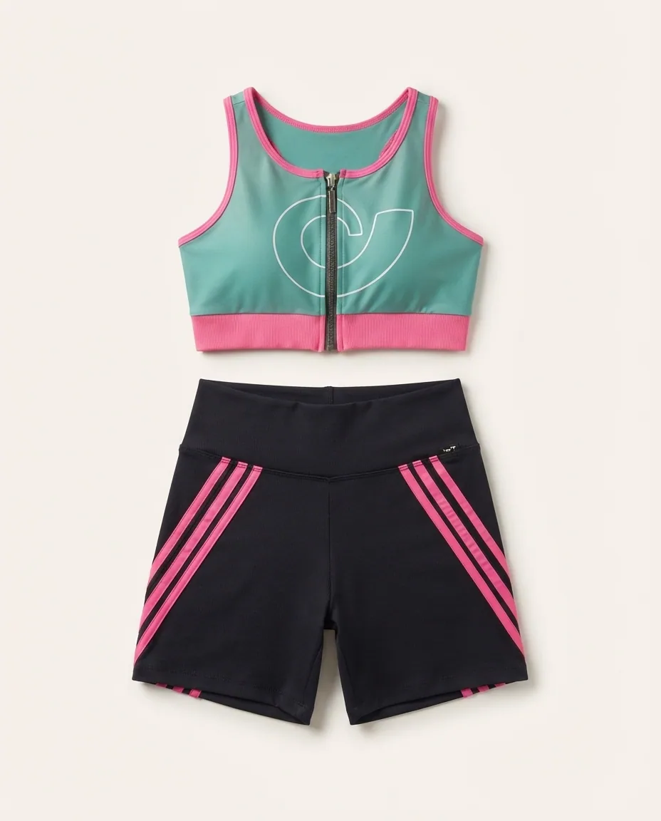 Conjunto Fitness Preto e Verde Cajubrasil — Detalhe da peça