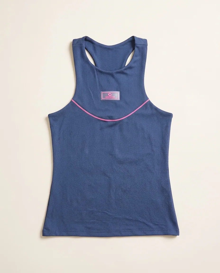Regata Azul com Detalhe Pink Cajubrasil — Detalhe da peça