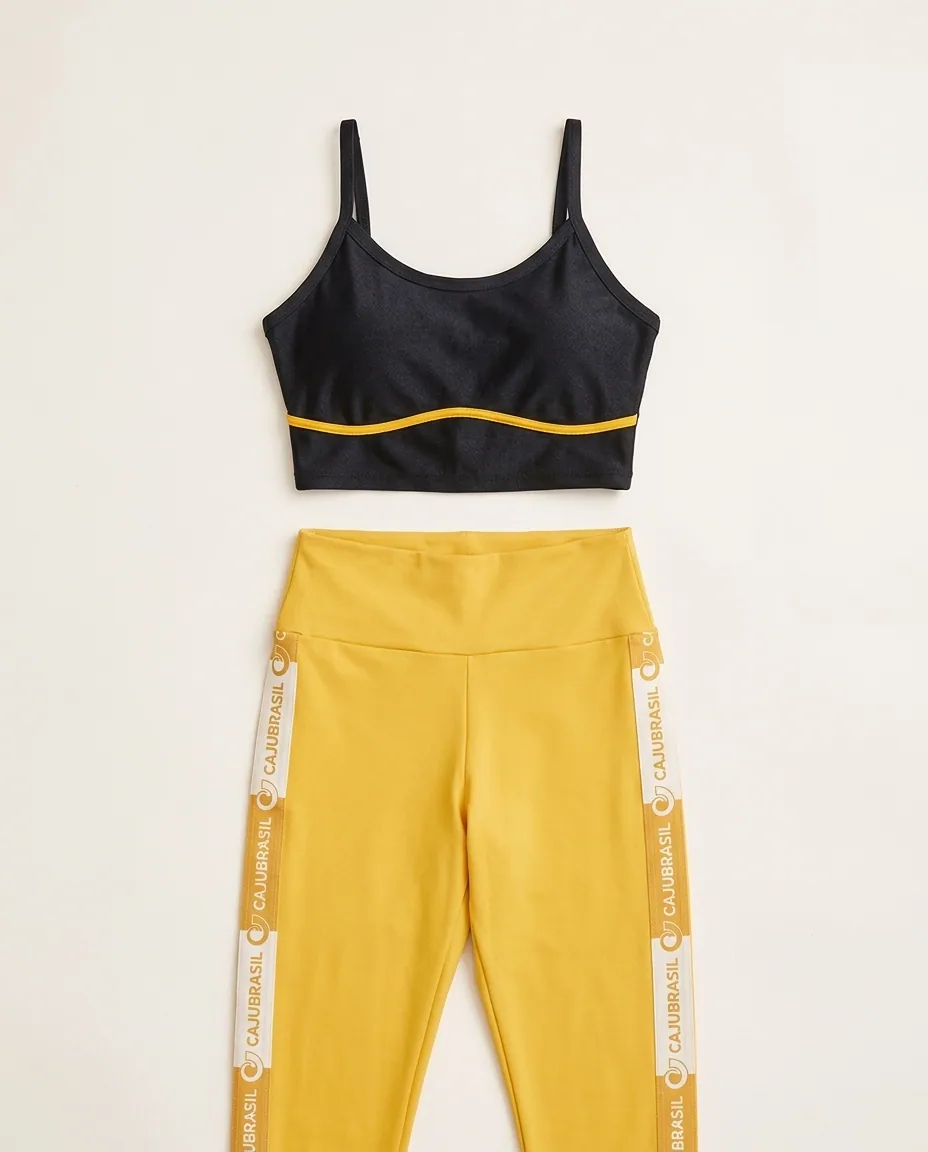 Conjunto Caju Brasil amarelo e preto — Detalhe da peça