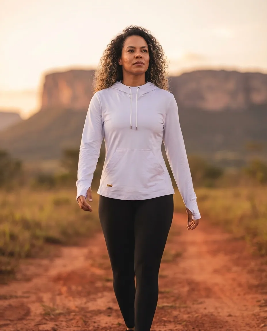 Blusa com capuz e bolso Oxyfit — No corpo