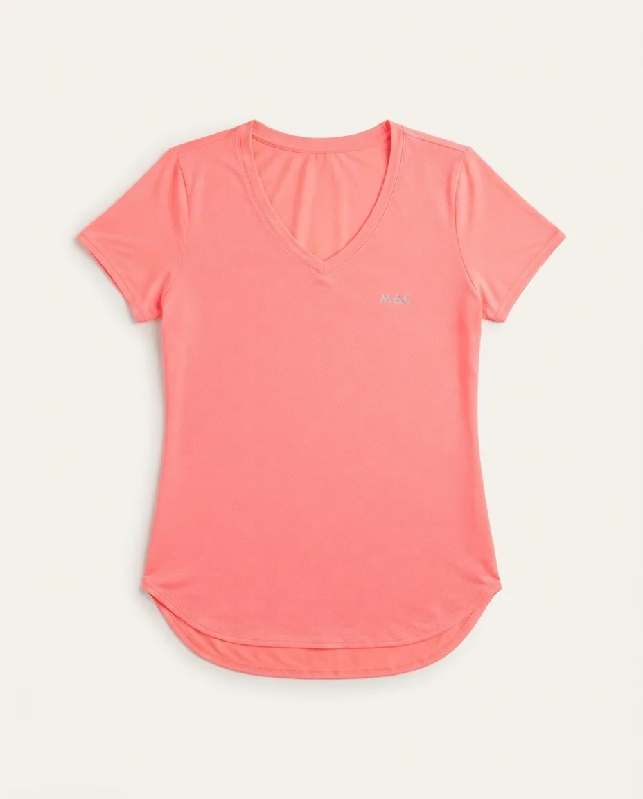 Blusa Rosa Neon Fitness Movimento & Companhia — Detalhe da peça