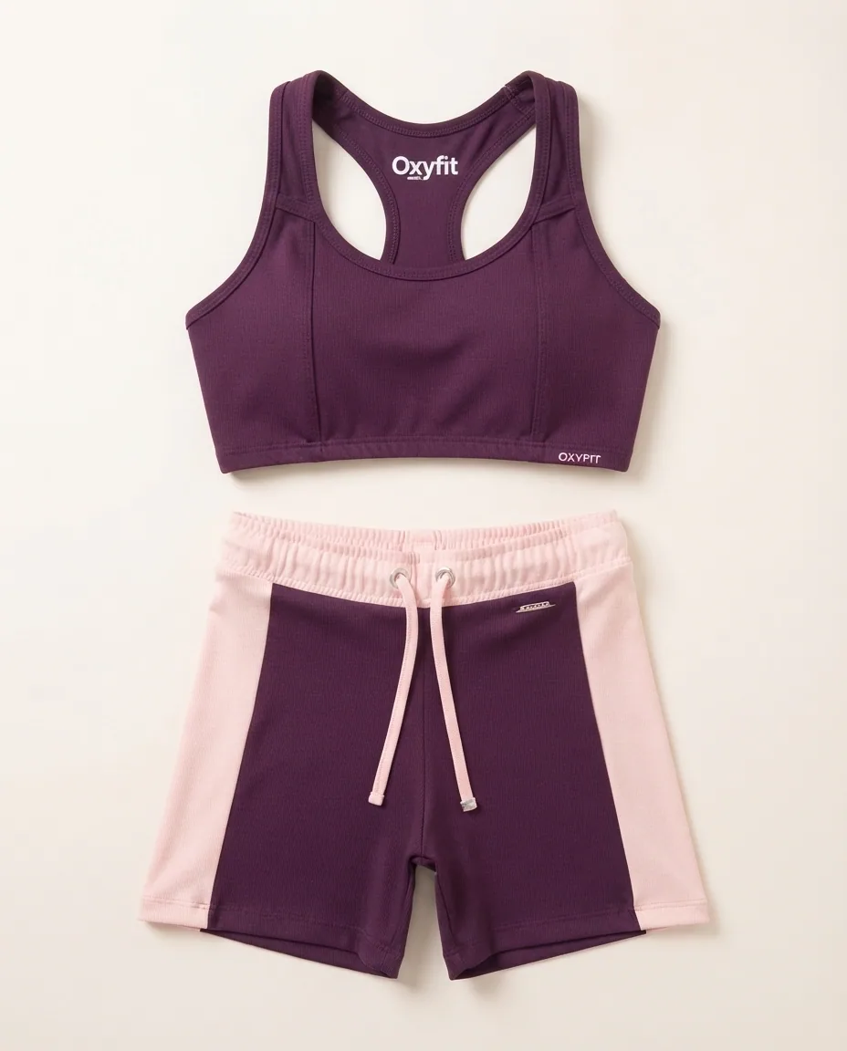 Conjunto Oxyfit roxo e rosa — Detalhe da peça