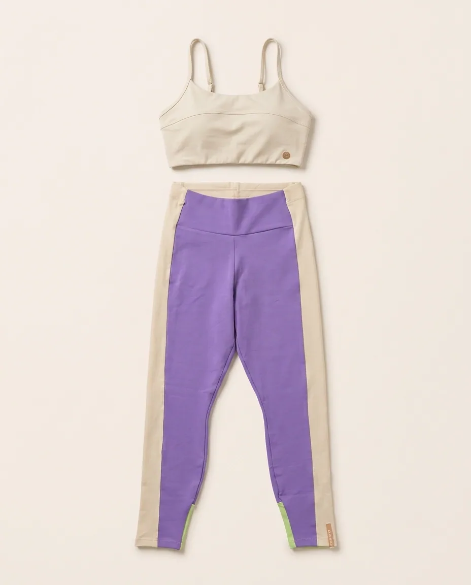 Conjunto Cajubrasil Roxo e Off White — Detalhe da peça